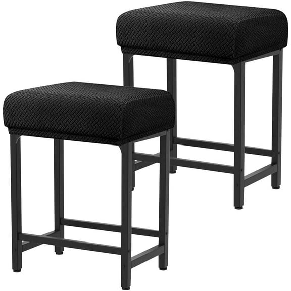 Rectangle Stretch Counter Height Barstool Slipcovers Rectangular Vanity Stool Cover Kitchen Counter Saddle Seat Cover 2PC Black