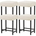 thumbnail image 1 of Rectangle Stretch Counter Height Barstool Slipcovers Rectangular Vanity Stool Cover Kitchen Counter Saddle Seat Cover 4PC Beige, 1 of 13