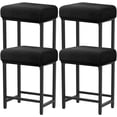 thumbnail image 1 of Rectangle Stretch Counter Height Barstool Slipcovers Rectangular Vanity Stool Cover Kitchen Counter Saddle Seat Cover 4PC Black, 1 of 11