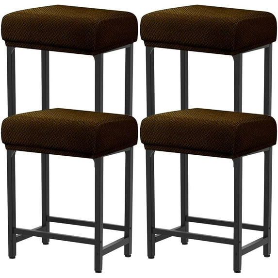 Rectangle Stretch Counter Height Barstool Slipcovers Rectangular Vanity Stool Cover Kitchen Counter Saddle Seat Cover 4PC Coffee