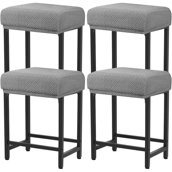 Rectangle Stretch Counter Height Barstool Slipcovers Rectangular Vanity Stool Cover Kitchen Counter Saddle Seat Cover 4PC Light Gray