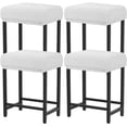 thumbnail image 1 of Rectangle Stretch Counter Height Barstool Slipcovers Rectangular Vanity Stool Cover Kitchen Counter Saddle Seat Cover 4PC White, 1 of 12