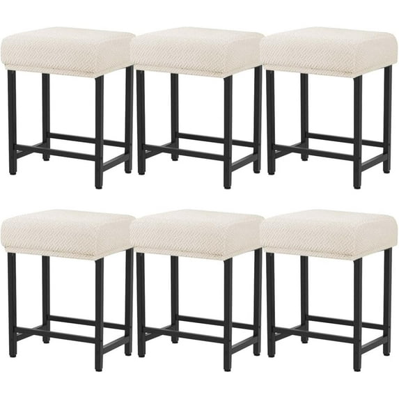 Rectangle Stretch Counter Height Barstool Slipcovers Rectangular Vanity Stool Cover Kitchen Counter Saddle Seat Cover 6PC Beige