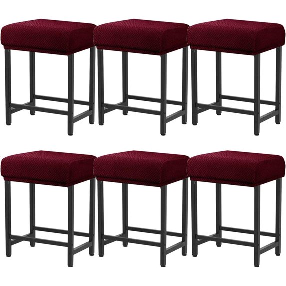 Rectangle Stretch Counter Height Barstool Slipcovers Rectangular Vanity Stool Cover Kitchen Counter Saddle Seat Cover 6PC Wine Red