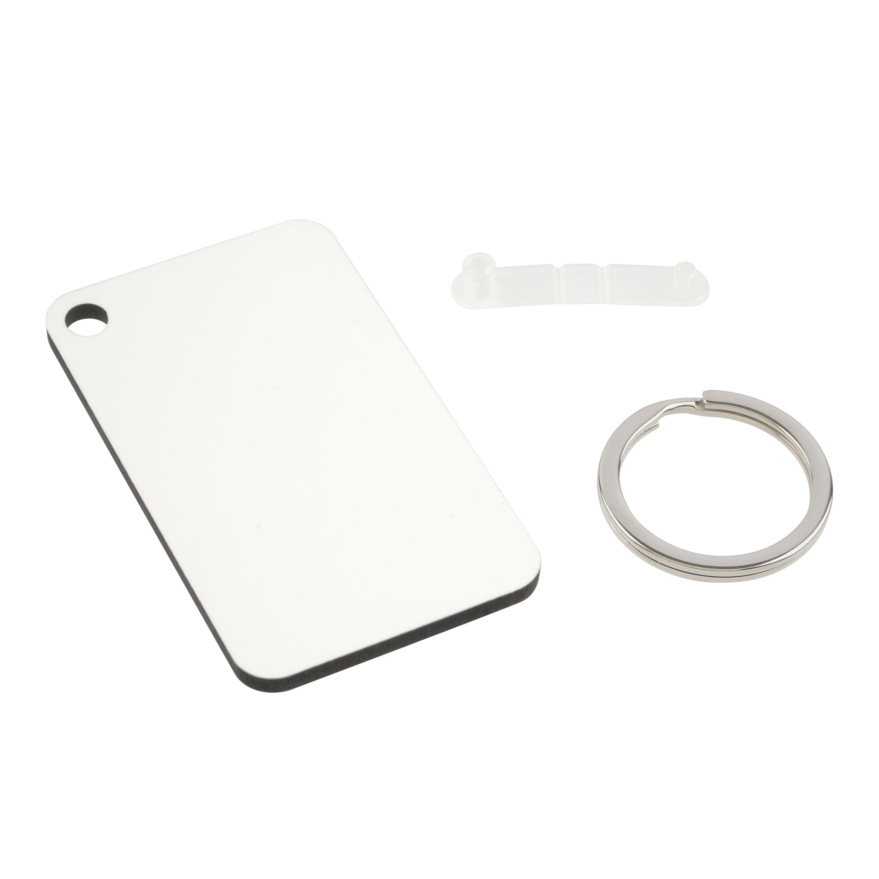 Make Market Rectangle Sublimation Keychains - White Double-Sided MDF Tags with Key Rings, 1.5" x 2.5", Heat Transfer Blanks for Custom Gifts, 12 Pack