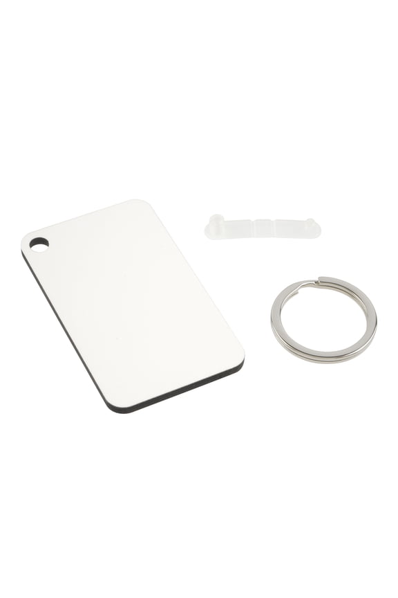 Rectangle Sublimation Keychains - White Double-Sided MDF Tags with Key Rings, 1.5" x 2.5", Heat Transfer Blanks for Custom Gifts, 12 Pack