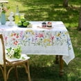 thumbnail image 1 of Rectangle Summer Tablecloth Printed Flower Vintage Summer Floral Table Cloths for Easter Picnic Outdoor Home Holiday Kitchen (Yellow and Pink Flowers, 60 x 84 Inch), 1 of 1