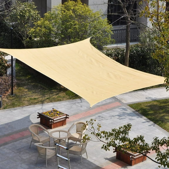 Rectangle Sun Shade Sail 13x19' for UV Ray Protection, Water-Resistant (Desert Sand)