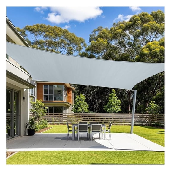 Rectangle Sun Shade Sail 8x16' Silver Grey Outdoor Canopy Patio Backyard Deck UV Block Cover
