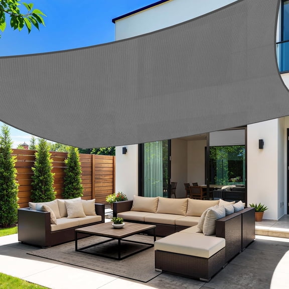 Rectangle Sun Shade Sail 95% UV Blockage HDPE Sun Shades with Reinforced Corners and Ropes for Outdoor Patio Yard Deck Garden Lawn Permeable Awnings for Patio Shade 8' x 10' Gray