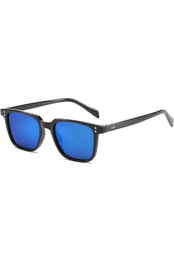 Rectangle Sunglasses Men Blue Lens Man Glasses Vintage