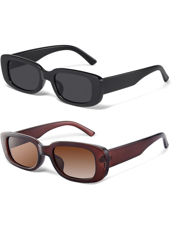 Rectangle Sunglasses for Women Men Trendy Y2k Retro 90s Sun Glasses UV400 Protection Cool Square Frame