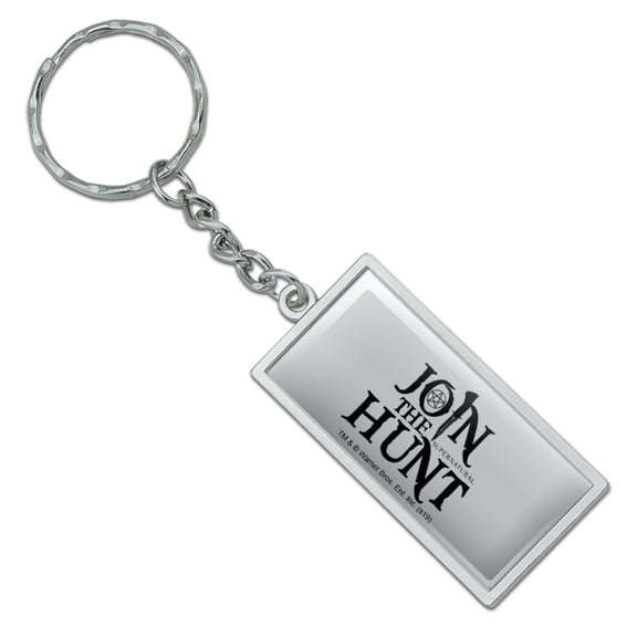 Rectangle Supernatural Join the Hunt Keychain in Chrome Plated Metal