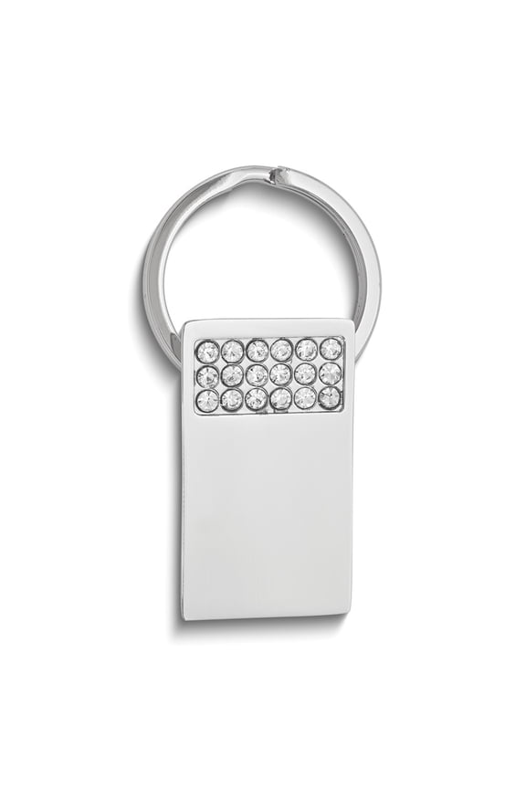 Silver-tone Clear Swarovski Crystals Rectangle Swarovski Key Ring QGP7870