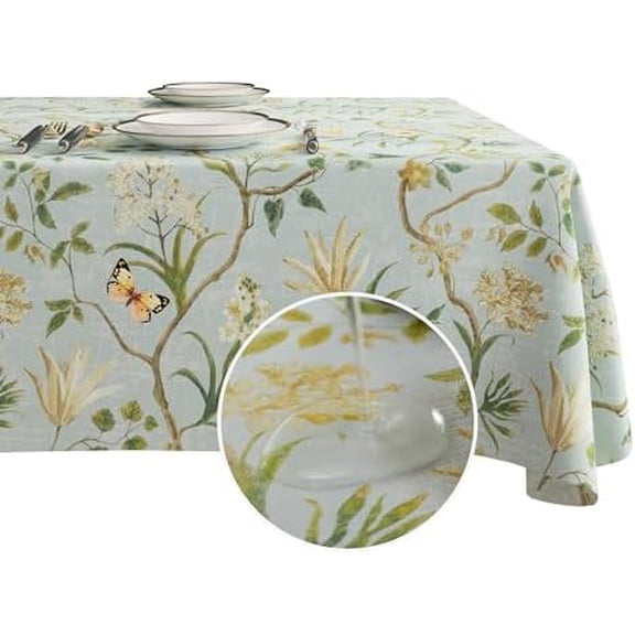 Rectangle Table Cloth,100% Waterproof Tablecloth Oil Proof Spill Proof Vinyl Table Cloth, Wipe Clean Plastic Table Cover for Dining, Camping, Indoor and Outdoor 54" x 102",Leaves