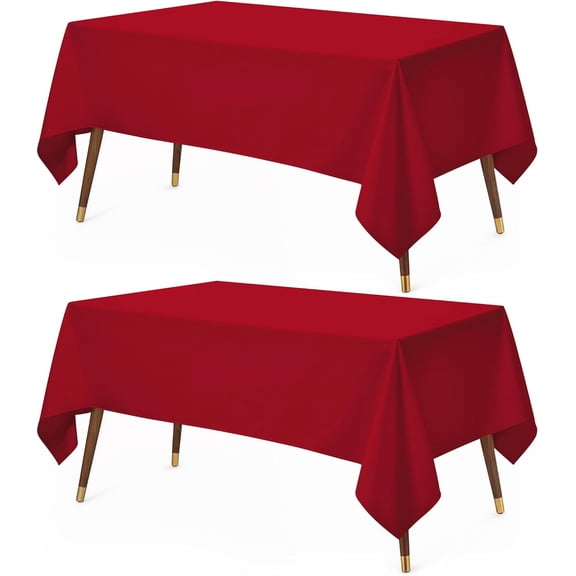 Rectangle Table Cloth 2 Pack(60x102 Inches, Red), Tablecloth Machine Washable, Polyester Table Cover for Dining, Buffet Parties, Picnics, Events, Weddings and Restaurants