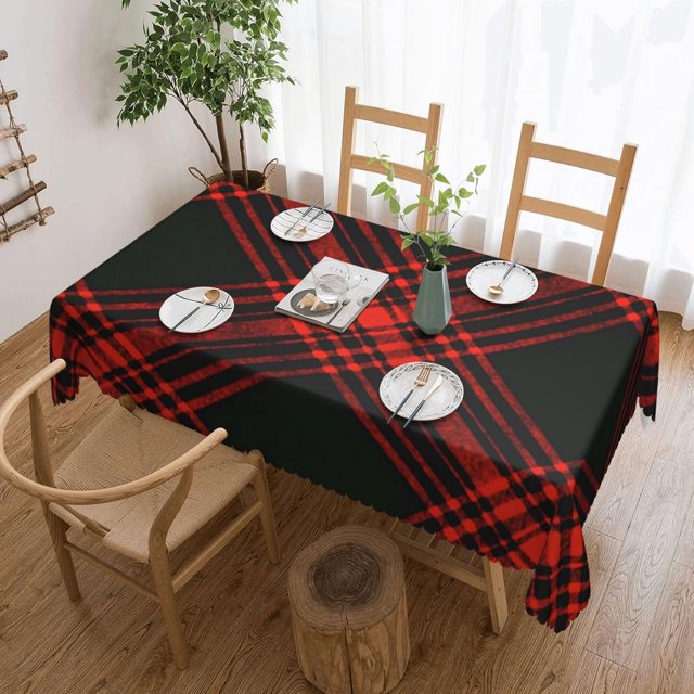 Rectangle Table Cloth, Antique Menzies Hunting Clan Tartan Plaid Pattern Resistant Washable Tablecloth Decorative Table Cover for Dining, Indoor and Outdoor