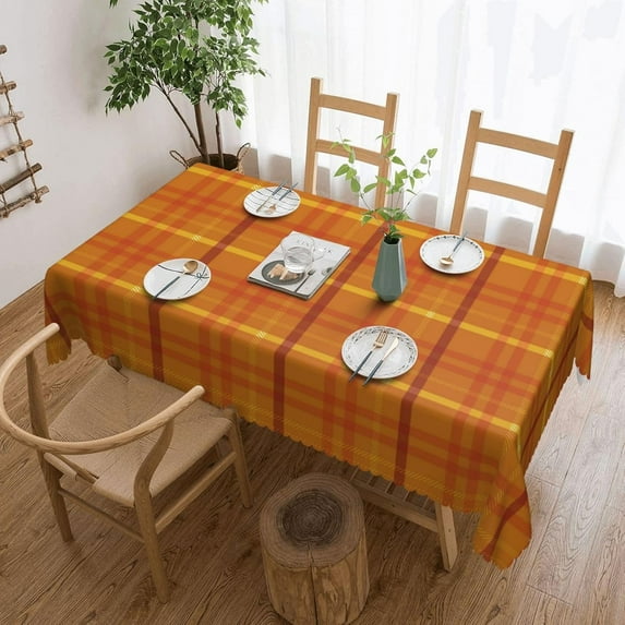 Rectangle Table Cloth, Autumn Plaid Series Design Resistant Washable Tablecloth Decorative Table Cover for Dining, Indoor and Outdoor