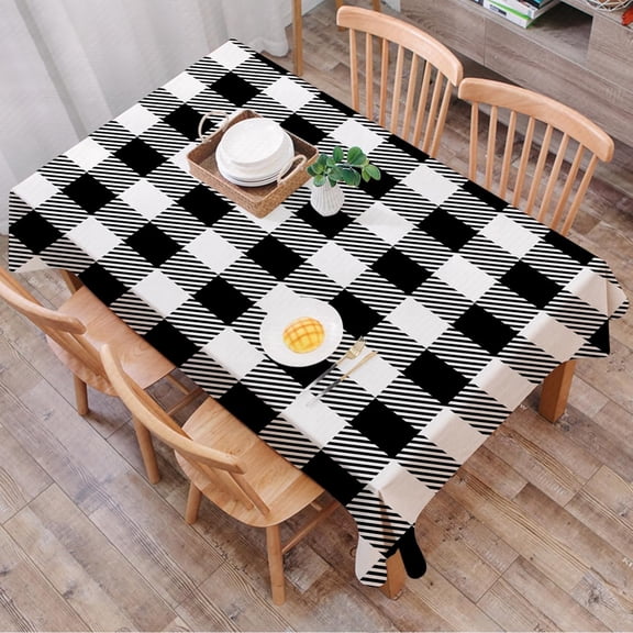 Rectangle Table Cloth,Black White Checkered Buffalo Plaid Tablecloths Stain Resistance Water Repellent Washable Table Cover Decor for Home Kitchen Dining Party Patio Indoor and Outdoor 60"x 84"