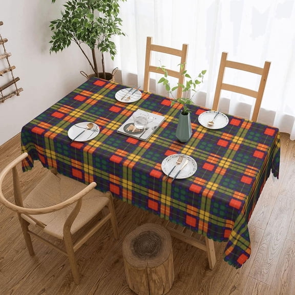 Rectangle Table Cloth, Buchanan Clan Plaid Scottish Tartan Resistant Washable Tablecloth Decorative Table Cover for Dining, Indoor and Outdoor