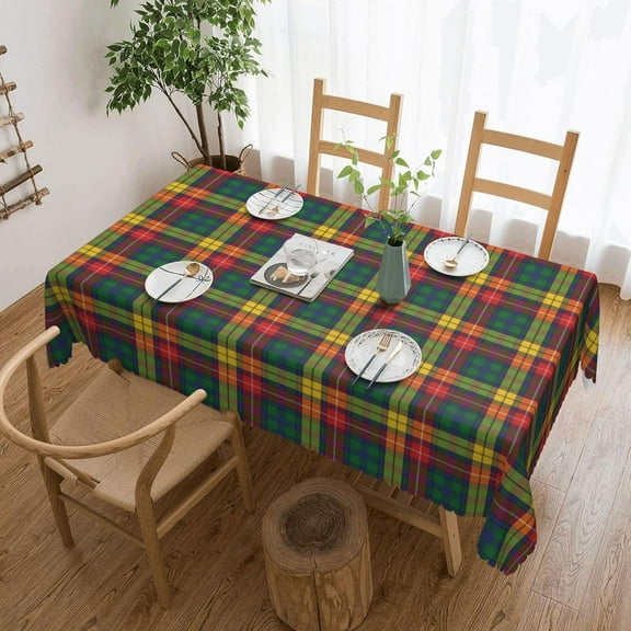 Rectangle Table Cloth, Buchanan Plaid Tartan Pattern Resistant Washable Tablecloth Decorative Table Cover for Dining, Indoor and Outdoor