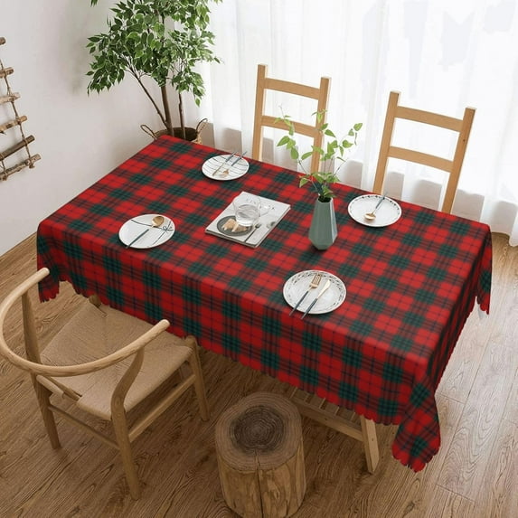 Rectangle Table Cloth, Clan Denny Tartan Red Plaid Resistant Washable Tablecloth Decorative Table Cover for Dining, Indoor and Outdoor