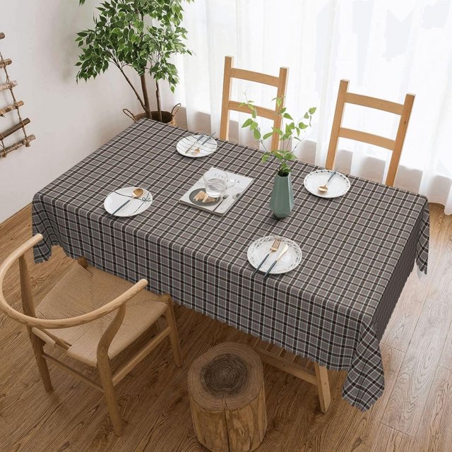 Rectangle Table Cloth, Clan Thompson Grey Dress Tartan Resistant Washable Tablecloth Decorative Table Cover for Dining, Indoor and Outdoor