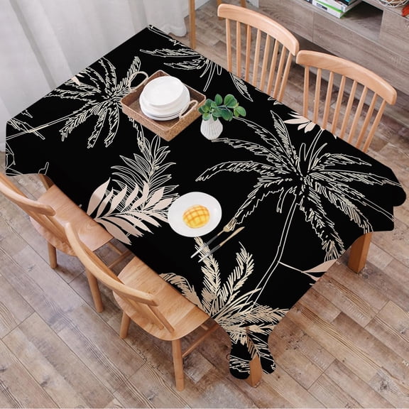 Rectangle Table Cloth,Dark Tropical Jungle Palm Tablecloths Stain Resistance Water Repellent Washable Table Cover Decor for Home Kitchen Dining Party Patio Indoor and Outdoor 60"x 84"