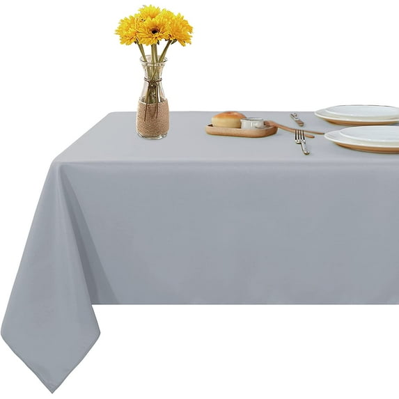 Rectangle Table Cloth for Dinning Tables, Kitchen,, 100% Cotton Table Top Covers, 400 TC Dust Proof Linen Covers for Tables, Pack of 15 Piece - Light Grey Solid, 60 x 102 Inch.