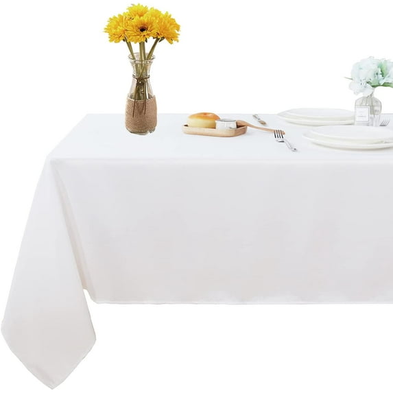 Rectangle Table Cloth for Dinning Tables, Kitchen,, 100% Cotton Table Top Covers, 400 TC Dust Proof Linen Covers for Tables, Pack of 20 Piece - White Solid, 90 x 132 Inch.