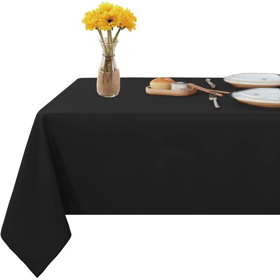 Rectangle Table Cloth for Dinning Tables, Kitchen,, 100% Cotton Table Top Covers, 600 TC Dust Proof Linen Covers for Tables, Soft and Luxury, Pack of 20 Piece - Black Solid, 60 x 102 Inch.