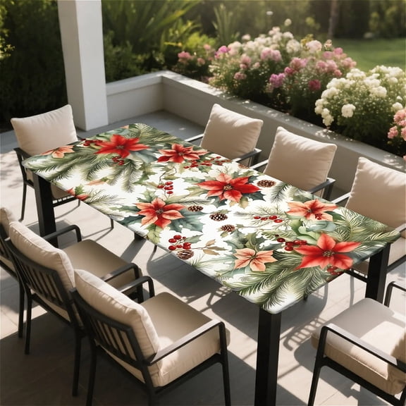 Rectangle Table Cloth, Elastic Waterproof Fitted Tablecloths Fits Rectangle 6ft Tables for Camping, Indoor and Outdoor, 30"x60"