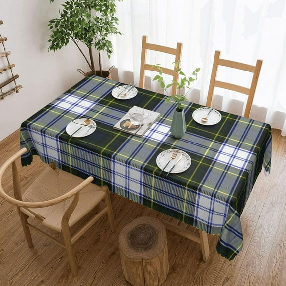 Rectangle Table Cloth, Gordon Dress Tartan Plaid Resistant Washable Tablecloth Decorative Table Cover for Dining, Indoor and Outdoor