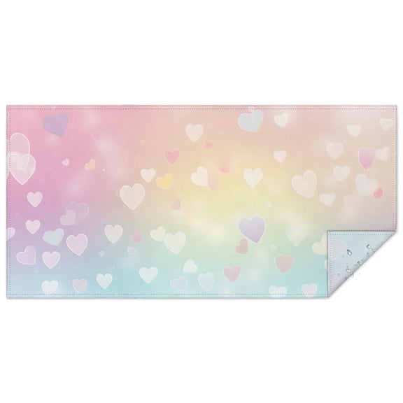 Rectangle Table Cloth Happy Birthday Colorful Rainbow Love Heart Party Table Clothes 60x120inch Waterproof and Reusable Table Cloths for Dining Kitchen Parties Weddings and Outdoor Use