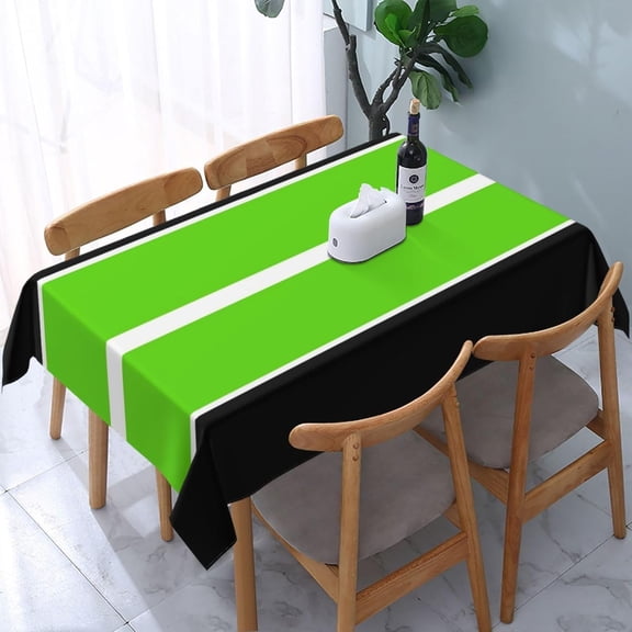 Rectangle Table Cloth, Lime Green Black White Stripes Soft Tablecloth Washable Oblong Table Covers Decorative for Kitchen & Table Linens 60" x 84"