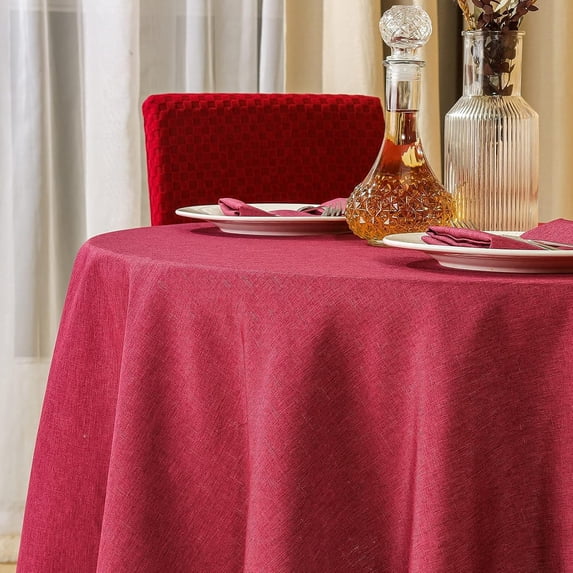 Rectangle Table Cloth Linen Farmhouse Tablecloth Waterproof Anti-Shrink Soft and Wrinkle Resistant Decorative Fabric Table Cover for Kitchen (Flaxen, 52" x 70" (4-6 Seats))