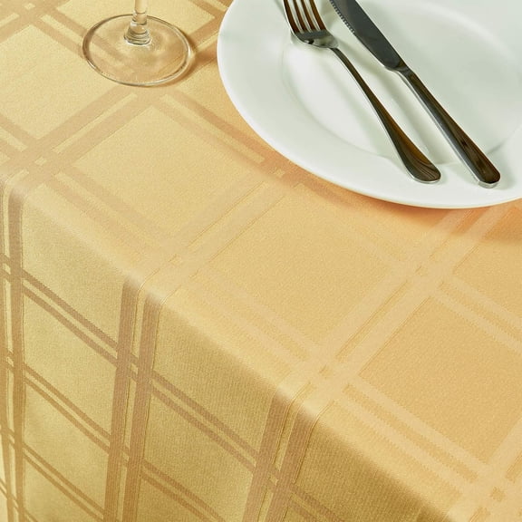 Rectangle Table Cloth Linen Farmhouse Tablecloth Waterproof Anti-Shrink Soft and Wrinkle Resistant Decorative Fabric Table Cover for Kitchen (Flaxen, 52" x 70" (4-6 Seats))