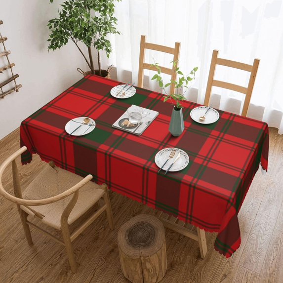 Rectangle Table Cloth, MacQuarrie Tartan red Green Plaid Resistant Washable Tablecloth Decorative Table Cover for Dining, Indoor and Outdoor