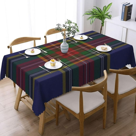 Rectangle Table Cloth, Macbeth Clan Tartan Plaid Resistant Washable Tablecloth Decorative Table Cover for Dining, Indoor and Outdoor