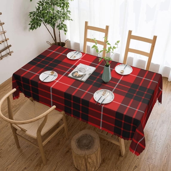 Rectangle Table Cloth, Munro Tartan red Black Plaid Resistant Washable Tablecloth Decorative Table Cover for Dining, Indoor and Outdoor