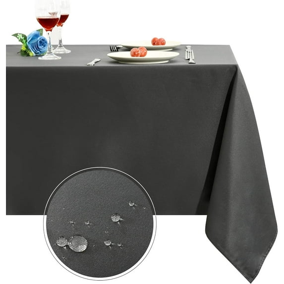 Rectangle Table Cloth, Oil-Proof Spill-Proof and Water Resistance Microfiber Tablecloth, Decorative Fabric Table Cover for Outdoor and Indoor Use (Grey, 60 x 84 Inch)