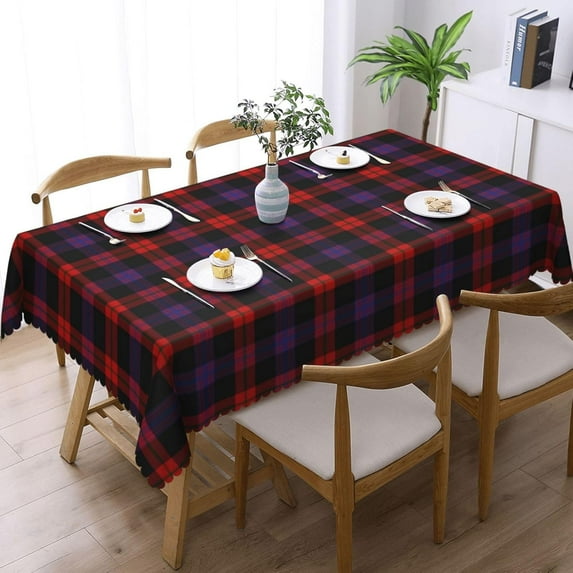 Rectangle Table Cloth, Scottish Clan Brown Modern Tartan Plaid Resistant Washable Tablecloth Decorative Table Cover for Dining, Indoor and Outdoor