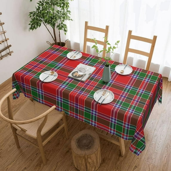 Rectangle Table Cloth, Scottish Clan Burrell Tartan Plaid Resistant Washable Tablecloth Decorative Table Cover for Dining, Indoor and Outdoor