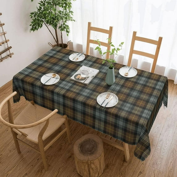 Rectangle Table Cloth, Scottish Clan Gordon Weathered Tartan Plaid Resistant Washable Tablecloth Decorative Table Cover for Dining, Indoor and Outdoor