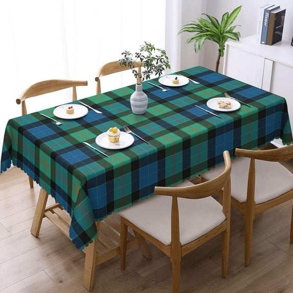 Rectangle Table Cloth, Scottish Clan Gunn Ancient Tartan Plaid Resistant Washable Tablecloth Decorative Table Cover for Dining, Indoor and Outdoor