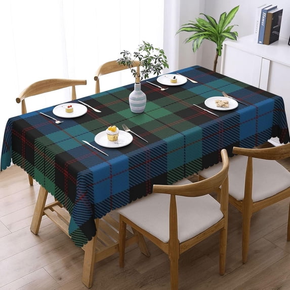 Rectangle Table Cloth, Scottish Clan Guthrie Blue Green Black Tartan Resistant Washable Tablecloth Decorative Table Cover for Dining, Indoor and Outdoor