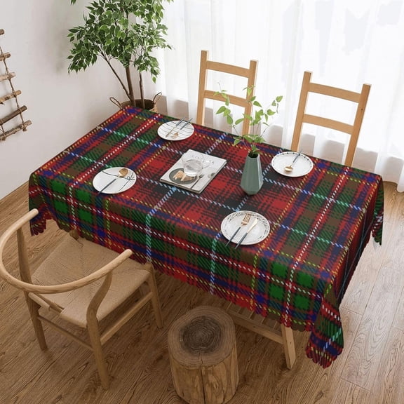 Rectangle Table Cloth, Scottish Clan Innes Tartan Resistant Washable Tablecloth Decorative Table Cover for Dining, Indoor and Outdoor