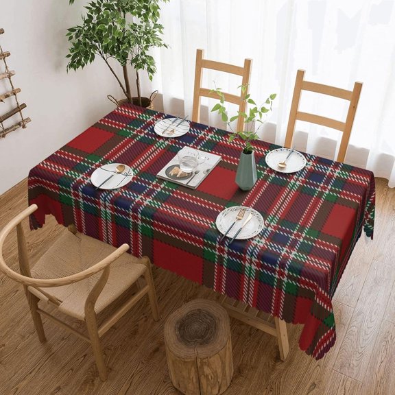 Rectangle Table Cloth, Scottish Clan MacFarlane McFarland Tartan Plaid Resistant Washable Tablecloth Decorative Table Cover for Dining, Indoor and Outdoor