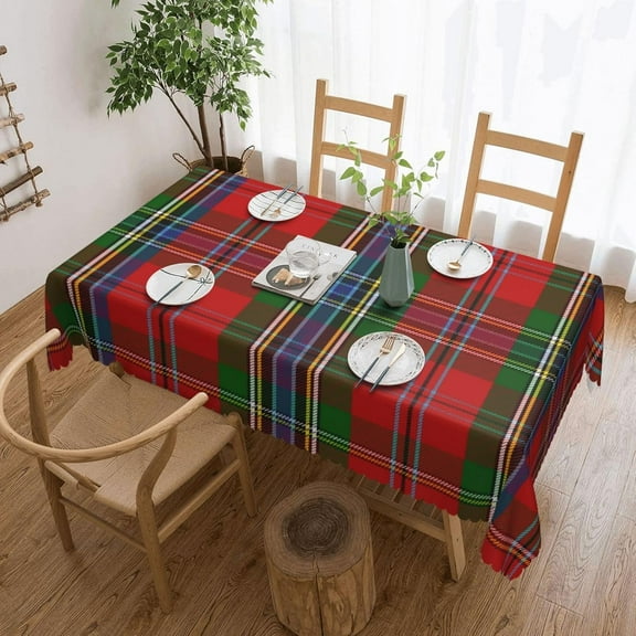 Rectangle Table Cloth, Scottish Clan MacLean Tartan Plaid Resistant Washable Tablecloth Decorative Table Cover for Dining, Indoor and Outdoor