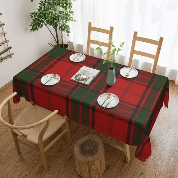 Rectangle Table Cloth, Scottish Clan Maxwell Red Green Tartan Resistant Washable Tablecloth Decorative Table Cover for Dining, Indoor and Outdoor